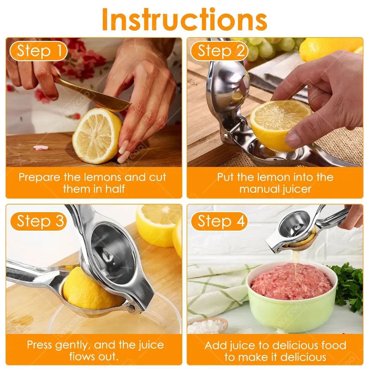 レモン絞り器 キッチン用品 ステンレス製 手動柑橘類ジューサ - Citrus Juicer Bar のレビューと価格